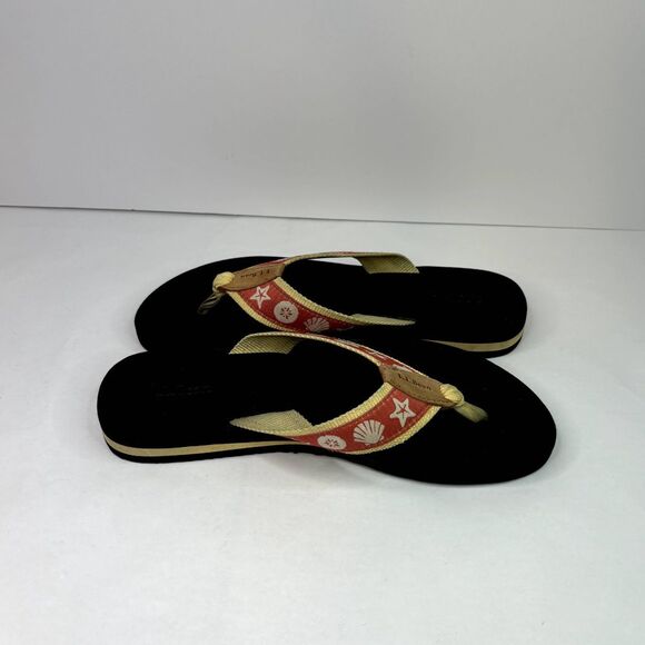 LL Bean Nubuck Seashells Flip Flop Slide Sandals Strap Comfy Womens Summer - Picture 7 of 9